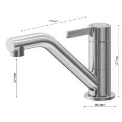 GoodHome Kawa Stainless Steel Effect Kitchen Top Lever Tap -Prime Kitchen goodhome kawa stainless steel effect kitchen top lever tap5059340452579 02t
