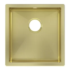 GoodHome Koseret Brushed Brass Stainless Steel 1 Bowl Kitchen Sink (W)430mm X (L)450mm