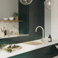 GoodHome Koseret Brushed Brass Stainless Steel 1 Bowl Kitchen Sink (W)430mm X (L)450mm -Prime Kitchen goodhome koseret brushed brass stainless steel 1 bowl kitchen sink w 430mm x l 450mm5059340458373 05i