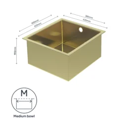 GoodHome Koseret Brushed Brass Stainless Steel 1 Bowl Kitchen Sink (W)430mm X (L)450mm -Prime Kitchen goodhome koseret brushed brass stainless steel 1 bowl kitchen sink w 430mm x l 450mm5059340458373 71c EN
