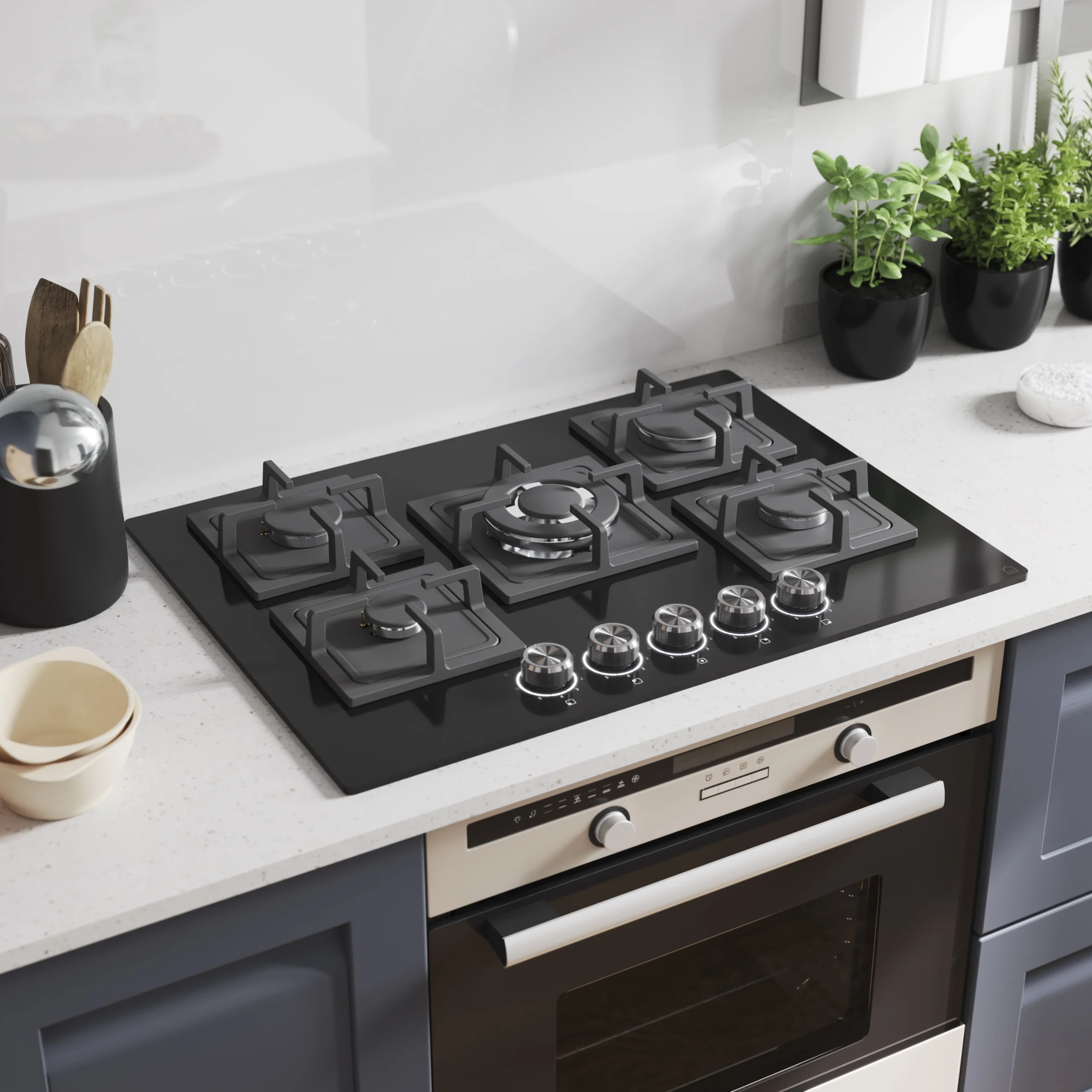 GoodHome Linksense GH78GASLK 70cm Gas Hob - Black 10 GoodHome Linksense GH78GASLK 70cm Gas Hob - Black - Image 8