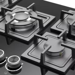 GoodHome Linksense GH78GASLK 70cm Gas Hob - Black 17 GoodHome Linksense GH78GASLK 70cm Gas Hob - Black -Prime Kitchen goodhome linksense gh78gaslk 70cm gas hob black5059340445786 36c