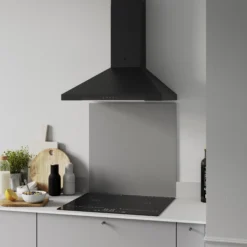 GoodHome LinkSense GHCH60LKBL Black Steel & Glass Chimney Cooker Hood (W)59.8cm - Black -Prime Kitchen goodhome linksense ghch60lkbl black steel glass chimney cooker hood w 59 8cm black5059340446134 01i