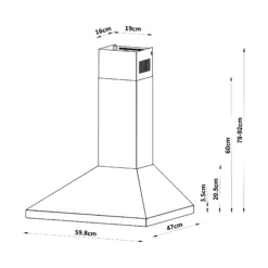 GoodHome LinkSense GHCH60LKBL Black Steel & Glass Chimney Cooker Hood (W)59.8cm - Black -Prime Kitchen goodhome linksense ghch60lkbl black steel glass chimney cooker hood w 59 8cm black5059340446134 01t