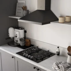 GoodHome LinkSense GHCH60LKBL Black Steel & Glass Chimney Cooker Hood (W)59.8cm - Black -Prime Kitchen goodhome linksense ghch60lkbl black steel glass chimney cooker hood w 59 8cm black5059340446134 02i