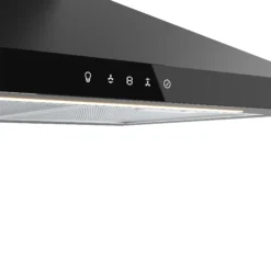 GoodHome LinkSense GHCH60LKBL Black Steel & Glass Chimney Cooker Hood (W)59.8cm - Black -Prime Kitchen goodhome linksense ghch60lkbl black steel glass chimney cooker hood w 59 8cm black5059340446134 36c