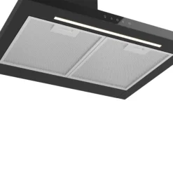 GoodHome LinkSense GHCH60LKBL Black Steel & Glass Chimney Cooker Hood (W)59.8cm - Black -Prime Kitchen goodhome linksense ghch60lkbl black steel glass chimney cooker hood w 59 8cm black5059340446134 37c