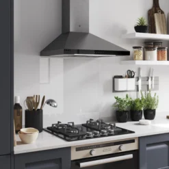 GoodHome LinkSense GHCH60LKSS Glass Chimney Cooker Hood (W)59.8cm -Prime Kitchen goodhome linksense ghch60lkss glass chimney cooker hood w 59 8cm5059340446172 01i