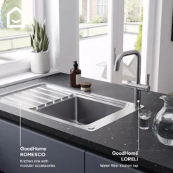 GoodHome Loreli Stainless Steel Effect Filter Tap -Prime Kitchen goodhome loreli stainless steel effect filter tap5059340452494 45c EN 1