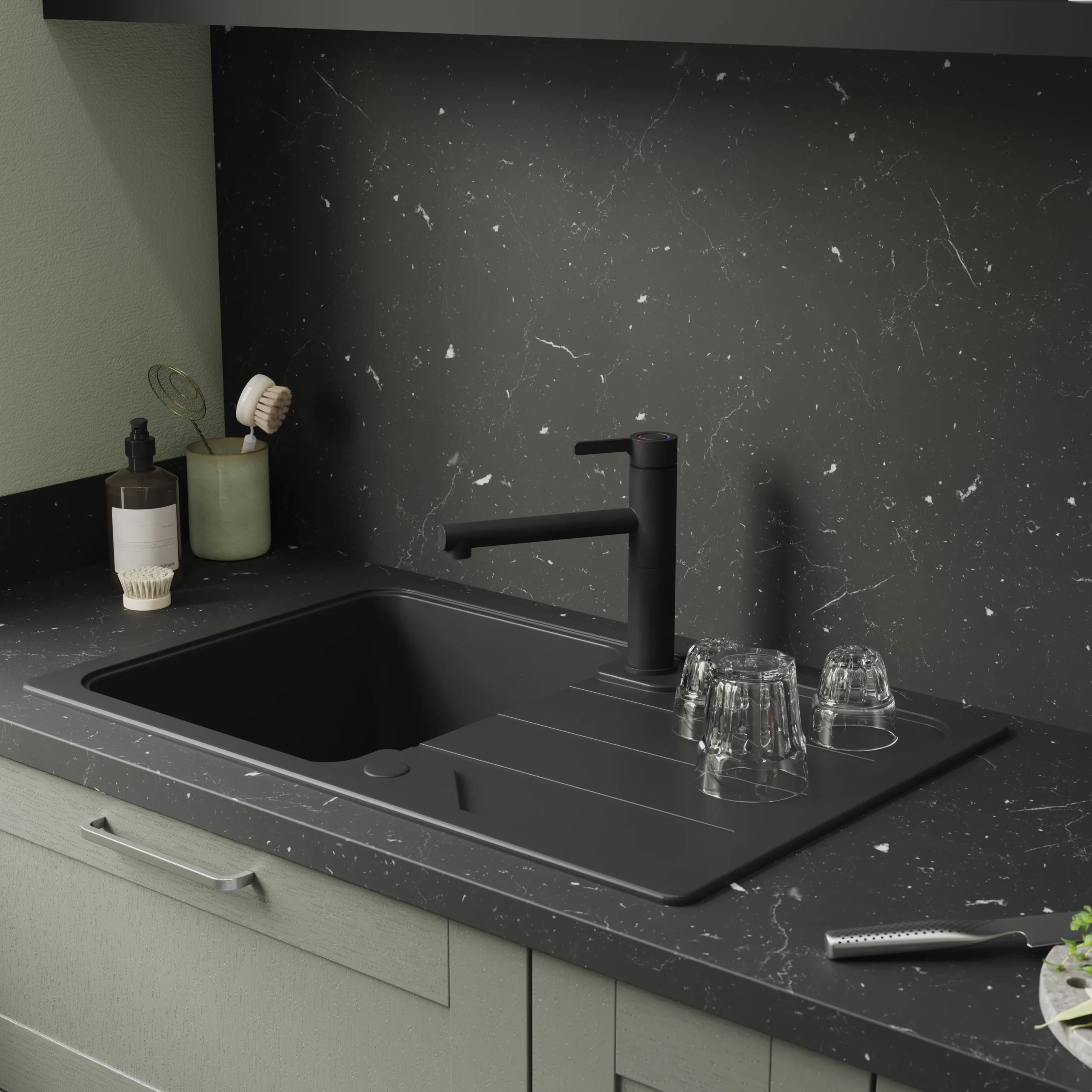 GoodHome Morita Black Graphite Effect Kitchen Top Lever Tap 7 GoodHome Morita Black Graphite Effect Kitchen Top Lever Tap - Image 5