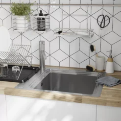 GoodHome Morita Stainless Steel Effect Kitchen Top Lever Tap -Prime Kitchen goodhome morita stainless steel effect kitchen top lever tap5059340452609 02i