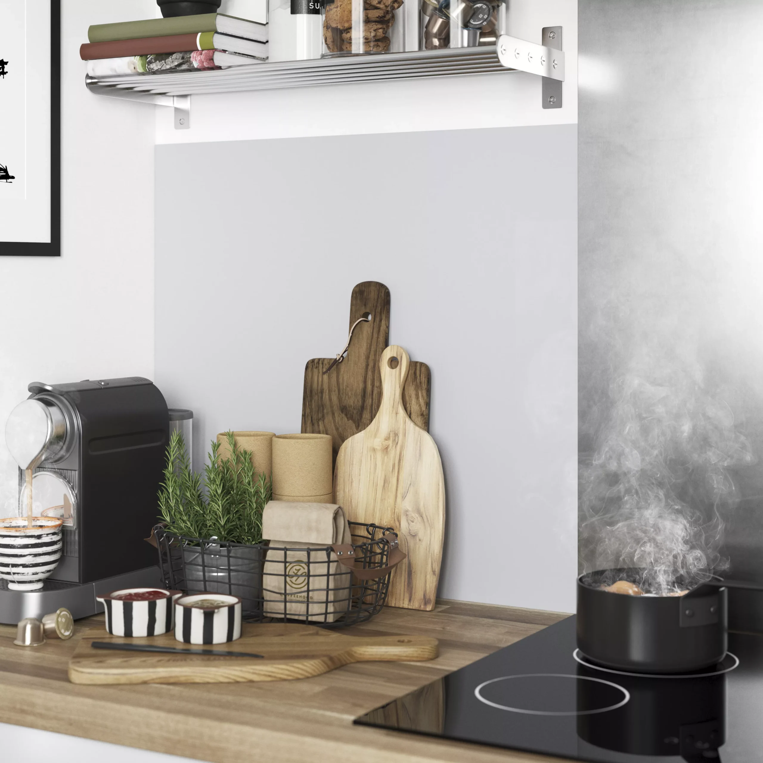 GoodHome Nepeta Grey Patchwork Cement Effect Paper & Resin Back Panel, (H)600mm (W)1800mm (T)3mm 7 GoodHome Nepeta Grey Patchwork Cement Effect Paper & Resin Back Panel, (H)600mm (W)1800mm (T)3mm - Image 5