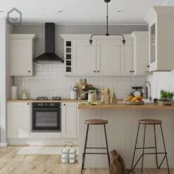 GoodHome Orin Chevron Solid Oak Upstand (L)3000mm -Prime Kitchen goodhome orin chevron solid oak upstand l 3000mm5059340794891 kfg EN