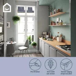 GoodHome Orin Light Solid Oak Upstand (L)3000mm -Prime Kitchen goodhome orin light solid oak upstand l 3000mm5059340795096 71i