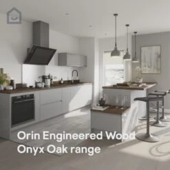 GoodHome Orin Onyx Solid Oak Upstand (L)3000mm -Prime Kitchen goodhome orin onyx solid oak upstand l 3000mm5059340795157 kfg EN