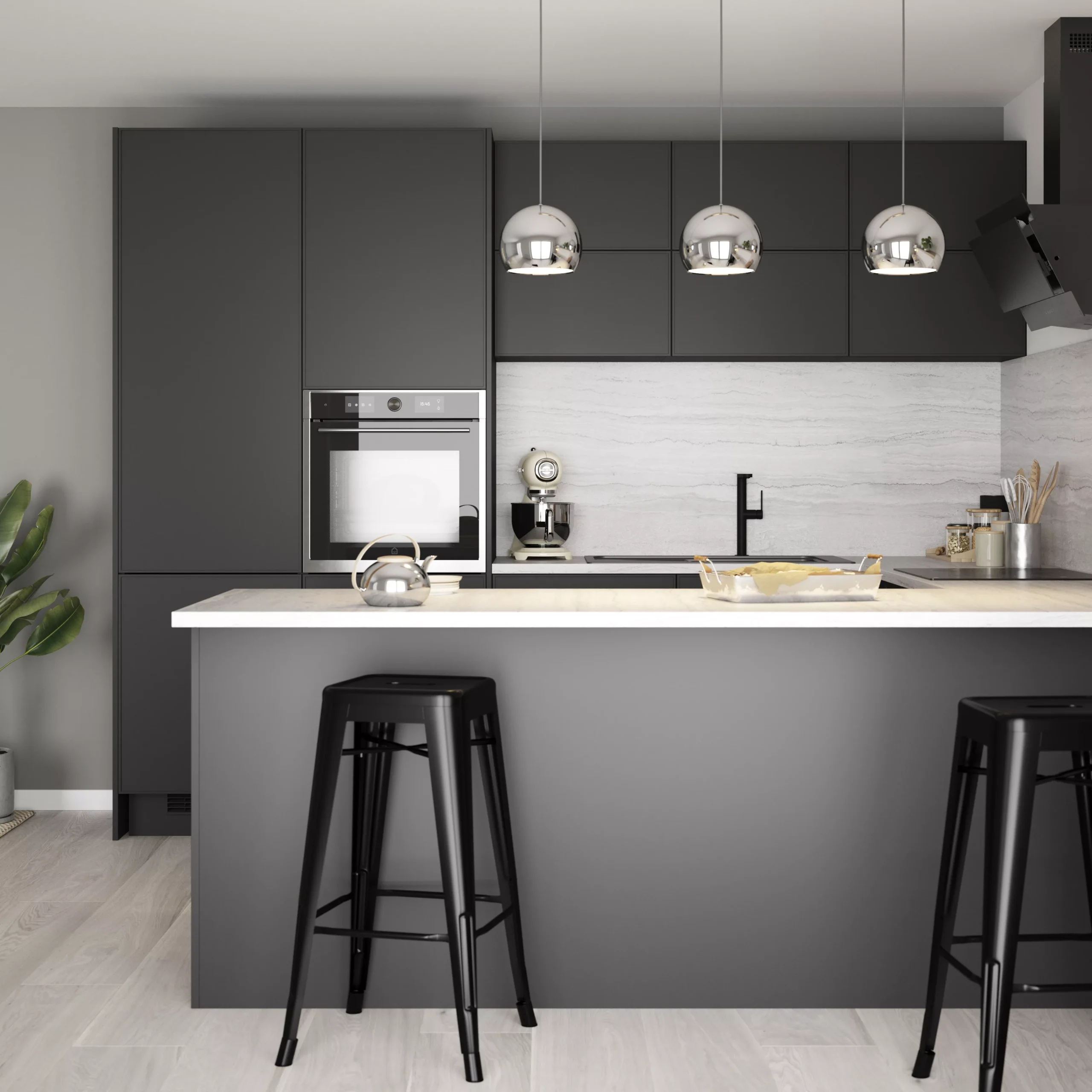 GoodHome Pasilla Matt Carbon Thin Frame Slab Standard End Panel (H)900mm (W)610mm 7 GoodHome Pasilla Matt Carbon Thin Frame Slab Standard End Panel (H)900mm (W)610mm - Image 5