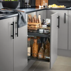 GoodHome Pebre Anthracite Soft Close Runners Pull Out Storage, (H)484mm (W)364mm -Prime Kitchen goodhome pebre anthracite soft close runners pull out storage h 484mm w 364mm3663602480167 03i bq