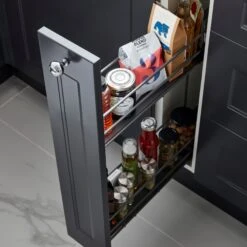 GoodHome Pebre Anthracite Soft Close Runners Pull Out Storage, (H)530mm (W)107mm -Prime Kitchen goodhome pebre anthracite soft close runners pull out storage h 530mm w 107mm3663602480143 01i bq