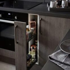 GoodHome Pebre Anthracite Soft Close Runners Pull Out Storage, (H)530mm (W)107mm -Prime Kitchen goodhome pebre anthracite soft close runners pull out storage h 530mm w 107mm3663602480143 04i bq