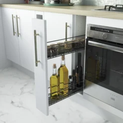 GoodHome Pebre Anthracite Soft Close Runners Pull Out Storage, (H)530mm (W)107mm -Prime Kitchen goodhome pebre anthracite soft close runners pull out storage h 530mm w 107mm3663602480143 07i