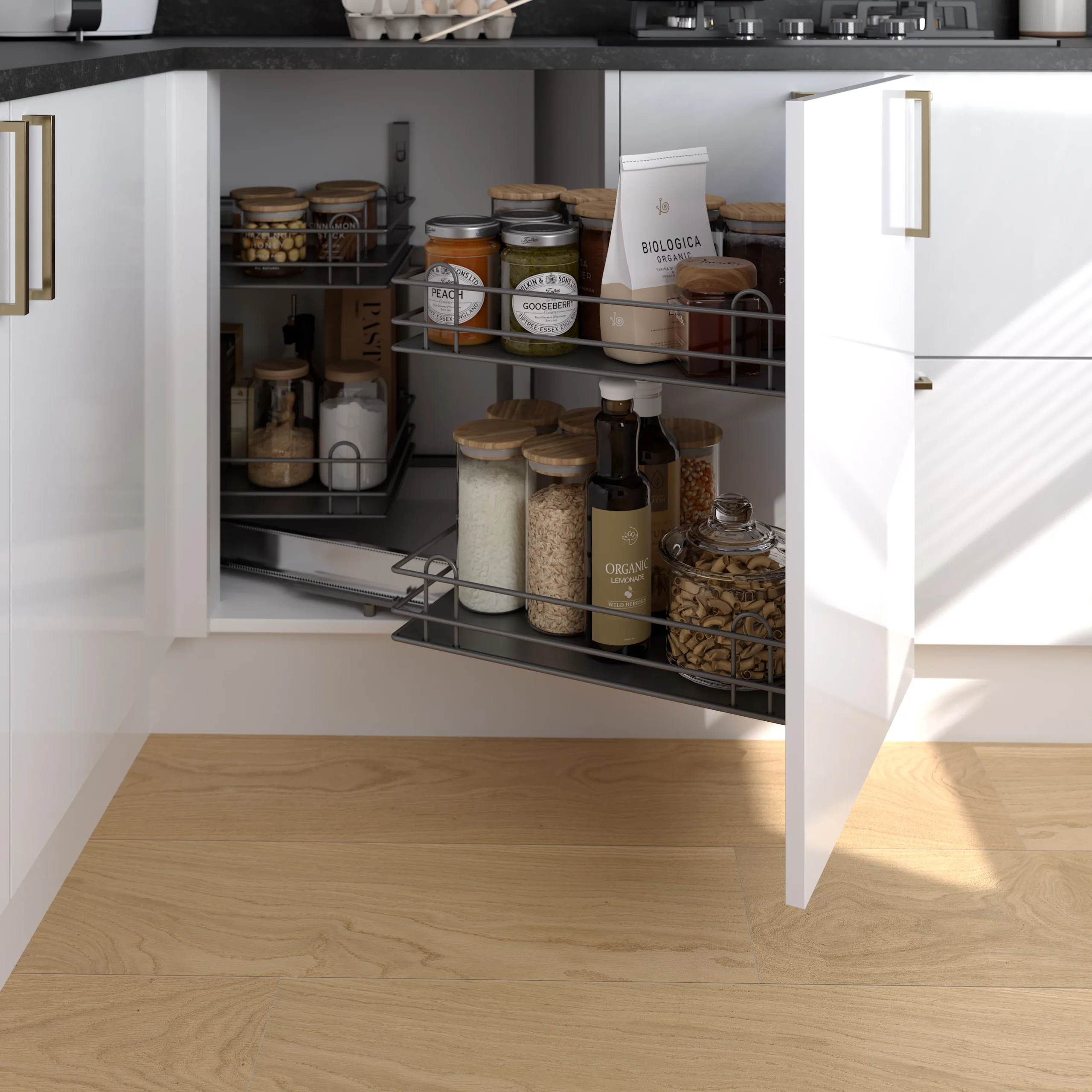 GoodHome Pebre Anthracite Soft-open Left Outward Pull Out Storage, (H)639mm (W)855mm 12 GoodHome Pebre Anthracite Soft-open Left Outward Pull Out Storage, (H)639mm (W)855mm - Image 10