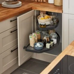 GoodHome Pebre Soft-close LH Corner Cabinet Pull-out Storage -Prime Kitchen goodhome pebre soft close lh corner cabinet pull out storage3663602480211 03i bq