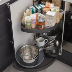 GoodHome Pebre Soft-close RH Corner Cabinet Pull-out Storage -Prime Kitchen goodhome pebre soft close rh corner cabinet pull out storage3663602480204 01i bq