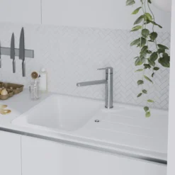 GoodHome Phoran Black Titanium Effect Kitchen Top Lever Tap -Prime Kitchen goodhome phoran black titanium effect kitchen top lever tap5059340452722 02i