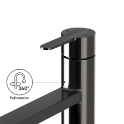 GoodHome Phoran Black Titanium Effect Kitchen Top Lever Tap -Prime Kitchen goodhome phoran black titanium effect kitchen top lever tap5059340452722 71c EN