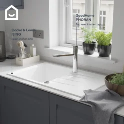 GoodHome Phoran Chrome-plated Kitchen Top Lever Tap -Prime Kitchen goodhome phoran chrome plated kitchen top lever tap5059340452708 45c EN