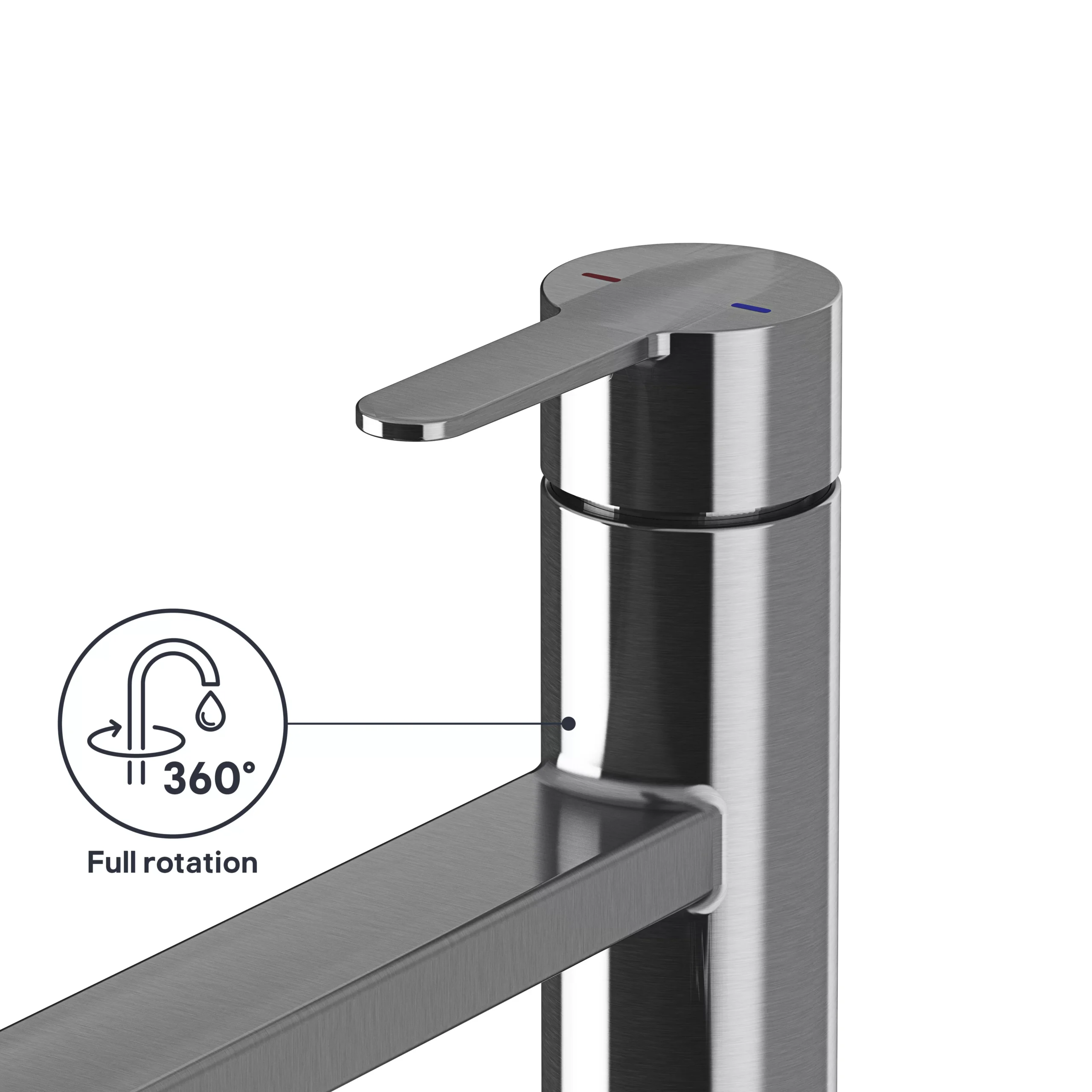 GoodHome Phoran Stainless Steel Effect Kitchen Top Lever Tap 9 GoodHome Phoran Stainless Steel Effect Kitchen Top Lever Tap - Image 7