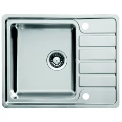 GoodHome Quassia Brushed Stainless Steel 1 Bowl Sink & Drainer With Compact Drainer (W)505mm X (L)635mm