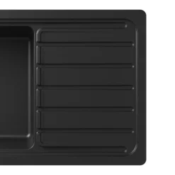 GoodHome Romesco Black Composite Quartz 1 Bowl Kitchen Sink Set With Large Drainer (W)515mm (L)883mm -Prime Kitchen goodhome romesco black composite quartz 1 bowl kitchen sink set with large drainer w 515mm l 883mm5059340458496 37c 1