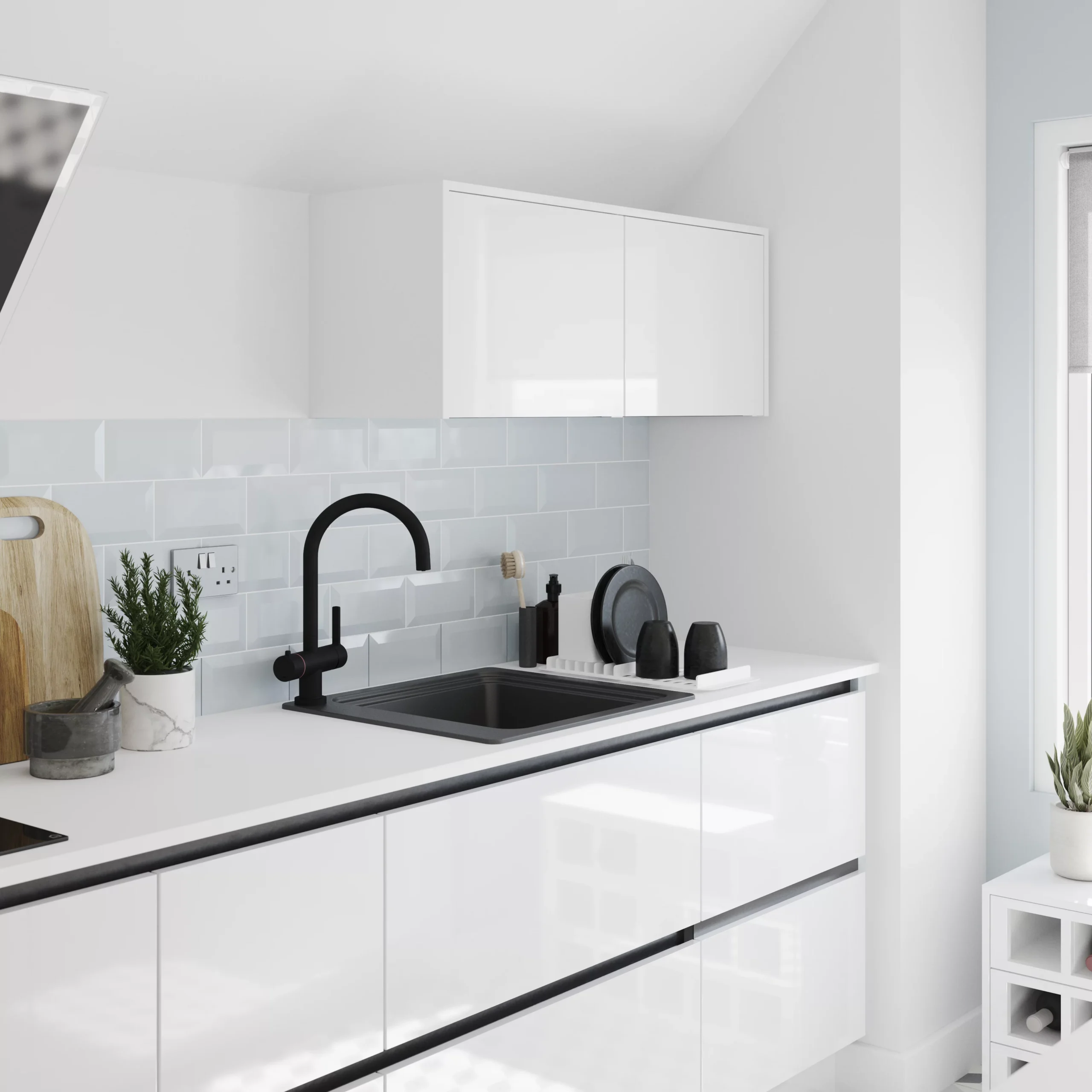 GoodHome Romesco Black Composite Quartz 1 Bowl Kitchen Sink (W)515mm X (L)562mm 11 GoodHome Romesco Black Composite Quartz 1 Bowl Kitchen Sink (W)515mm X (L)562mm - Image 9