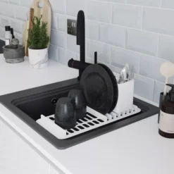 GoodHome Romesco Black Composite Quartz 1 Bowl Kitchen Sink (W)515mm X (L)562mm 27 GoodHome Romesco Black Composite Quartz 1 Bowl Kitchen Sink (W)515mm X (L)562mm -Prime Kitchen goodhome romesco black composite quartz 1 bowl kitchen sink w 515mm x l 562mm5059340458731 06i