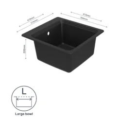 GoodHome Romesco Black Composite Quartz 1 Bowl Kitchen Sink (W)515mm X (L)562mm 28 GoodHome Romesco Black Composite Quartz 1 Bowl Kitchen Sink (W)515mm X (L)562mm -Prime Kitchen goodhome romesco black composite quartz 1 bowl kitchen sink w 515mm x l 562mm5059340458731 71c EN