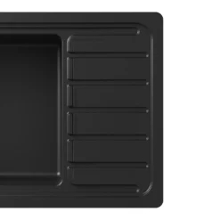 GoodHome Romesco Black Composite Quartz 1 Bowl Sink & Drainer (W)515mm X (L)772mm -Prime Kitchen goodhome romesco black composite quartz 1 bowl sink drainer w 515mm x l 772mm5059340458748 37c 1