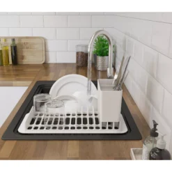 GoodHome Romesco Black Composite Quartz 1 Bowl Sink & Drainer (W)516mm X (L)773mm -Prime Kitchen goodhome romesco black composite quartz 1 bowl sink drainer w 516mm x l 773mm3663602791973 06bq