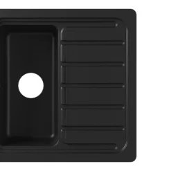 GoodHome Romesco Black Granite 1.5 Bowl Sink & Drainer (W)515mm X (L)1050mm -Prime Kitchen goodhome romesco black granite 1 5 bowl sink drainer w 515mm x l 1050mm5059340458519 37c 1