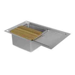 GoodHome Romesco Brushed Stainless Steel 1 Bowl Kitchen Sink (W)510mm X (L)880mm -Prime Kitchen goodhome romesco brushed stainless steel 1 bowl kitchen sink w 510mm x l 880mm5059340458526 01c 1