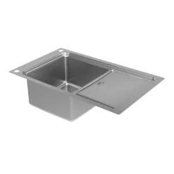 GoodHome Romesco Brushed Stainless Steel 1 Bowl Kitchen Sink (W)510mm X (L)880mm -Prime Kitchen goodhome romesco brushed stainless steel 1 bowl kitchen sink w 510mm x l 880mm5059340458526 03c 1