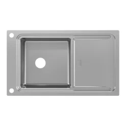 GoodHome Romesco Brushed Stainless Steel 1 Bowl Kitchen Sink (W)510mm X (L)880mm -Prime Kitchen goodhome romesco brushed stainless steel 1 bowl kitchen sink w 510mm x l 880mm5059340458526 04c 1