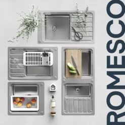 GoodHome Romesco Brushed Stainless Steel 1 Bowl Kitchen Sink With Compact Drainer (W)510mm X (L)770mm -Prime Kitchen goodhome romesco brushed stainless steel 1 bowl kitchen sink with compact drainer w 510mm x l 770mm5059340458489 46i