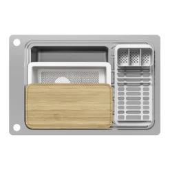 GoodHome Romesco Brushed Stainless Steel 1 Bowl Kitchen Sink With Compact Drainer (W)510mm X (L)770mm