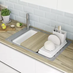 GoodHome Romesco Brushed Stainless Steel 1 Bowl Kitchen Sink With Compact Drainer (W)510mm X (L)770mm -Prime Kitchen goodhome romesco brushed stainless steel 1 bowl kitchen sink with compact drainer w 510mm x l 770mm5059340458762 07i