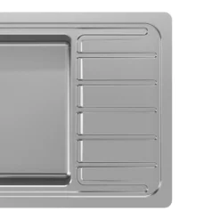 GoodHome Romesco Brushed Stainless Steel 1 Bowl Kitchen Sink With Compact Drainer (W)510mm X (L)770mm -Prime Kitchen goodhome romesco brushed stainless steel 1 bowl kitchen sink with compact drainer w 510mm x l 770mm5059340458762 37c