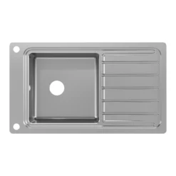 GoodHome Romesco Brushed Stainless Steel 1 Bowl Kitchen Sink With Full Drainer (W)510mm X (L)880mm -Prime Kitchen goodhome romesco brushed stainless steel 1 bowl kitchen sink with full drainer w 510mm x l 880mm5059340458472 04c 1