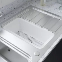 GoodHome Romesco Brushed Stainless Steel 2 Bowl Kitchen Sink With Compact Drainer (W)510mm X (L)1050mm -Prime Kitchen goodhome romesco brushed stainless steel 2 bowl kitchen sink with compact drainer w 510mm x l 1050mm5059340458489 03i