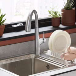 GoodHome Romesco Inox Stainless Steel 1 Bowl Sink & Drainer 511mm X 770mm -Prime Kitchen goodhome romesco inox stainless steel 1 bowl sink drainer 511mm x 770mm3663602481898 04i 1