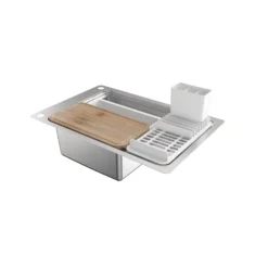 GoodHome Romesco Inox Stainless Steel 1 Bowl Sink & Drainer 511mm X 770mm -Prime Kitchen goodhome romesco inox stainless steel 1 bowl sink drainer 511mm x 770mm3663602791942 01bq 1